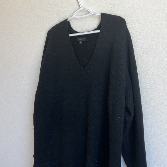 J Crew Black Stretch-wool V-neck tunic sweater - Picture 4 of 11